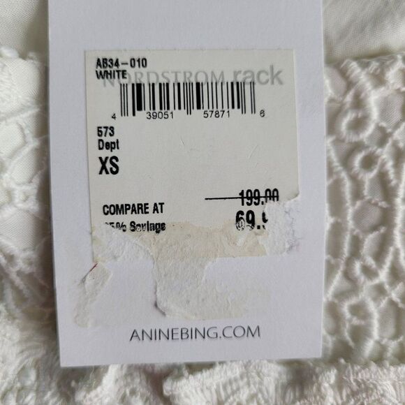 Anine Bing Skirt Mini Crochet Lace Tiered Tassel Fringe Hem Mini White XS - Picture 11 of 15